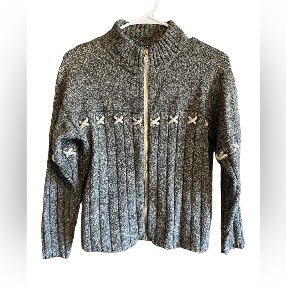 Cousin Johnny Cotton/Wool Blend Rib Knit Sweater, Size L